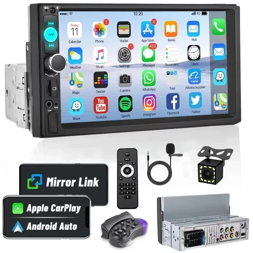 7inch Quality Single 1Din Touch Screen Car Stereo Radio With Remote Control Camera For Apple/Android CarPlay Bluetooth