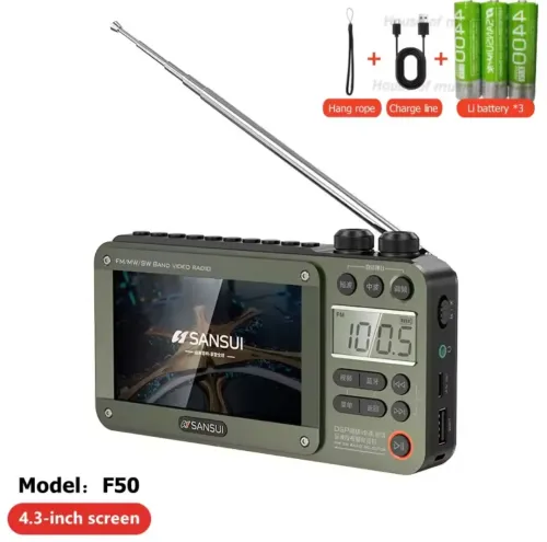 Sansui F50F51 AM/FM/Shortwave Radio-Bluetooth Speaker-MP3-MP4 Video Player