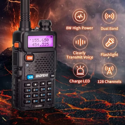 BaoFeng UV-5R8W Tri-Power Walkie Talkie High Power Dual Band Long Range 128 CH Portable Handheld Ham Two Way Radio