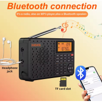 XHDATA D109 World Band Radio DSP AM FM SW LW Receiver Portable Bluetooth Speaker MP3 Player with TF Card Support Alarm Clock